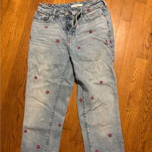 PacSun Blue Straight Leg Jeans with Playful Heart Embroidery